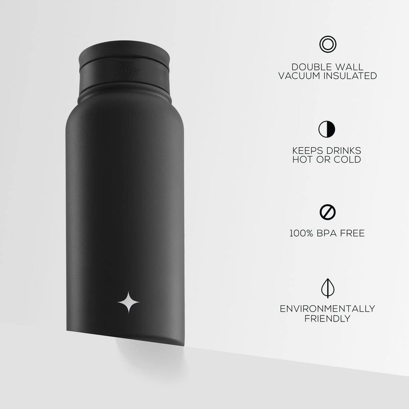 JoyJolt Triple Insulated Water Bottle with Straw Lid AND Flip Lid! 32oz Large Water Bottle, 12 Hour Hot/Cold Vacuum Insulated Stainless Steel Bottle. BPA-Free Leakproof Water Bottles - Thermos Bottle - Image 4